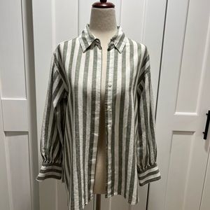 SOLD - Banana Republic linen blend striped shirt. Size Petite XXS